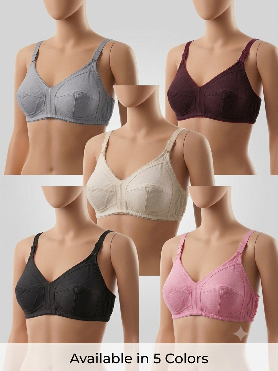 XAYWEAR Premium Cotton Non-Wired Bra – Pack of 5