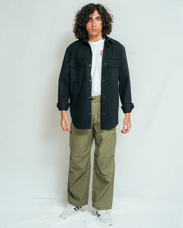 XAYWEAR Button Down Over Shirt - Black