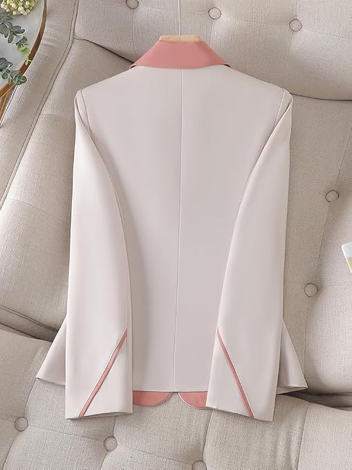 XAYWEAR Women's White Blazer Contrased Lapel Stylish Design XR266