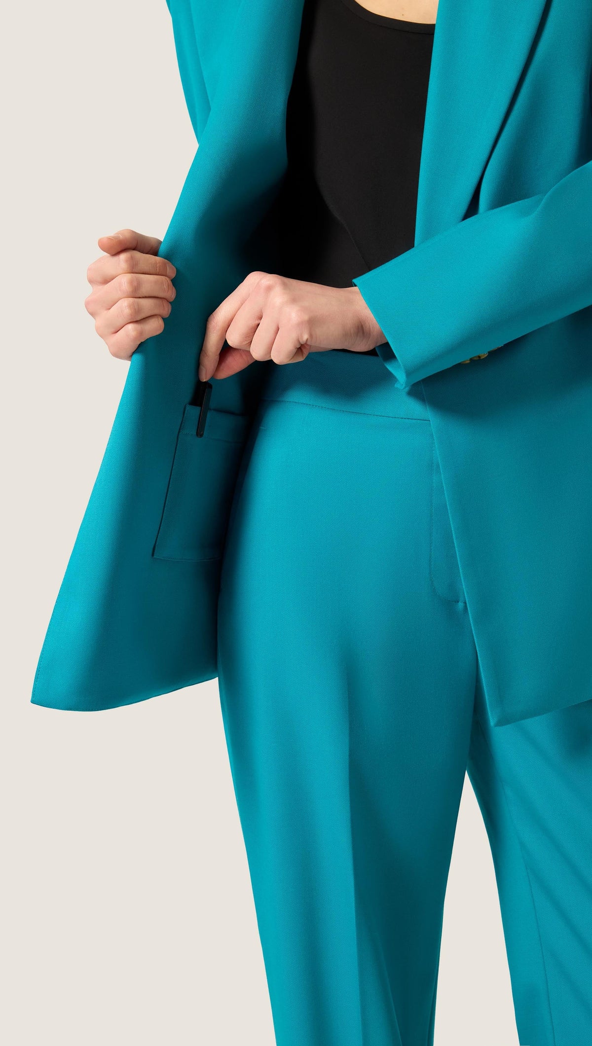 XAYWEAR Turquoise Tailored Blazer & Trousers Set - Electric Peacock