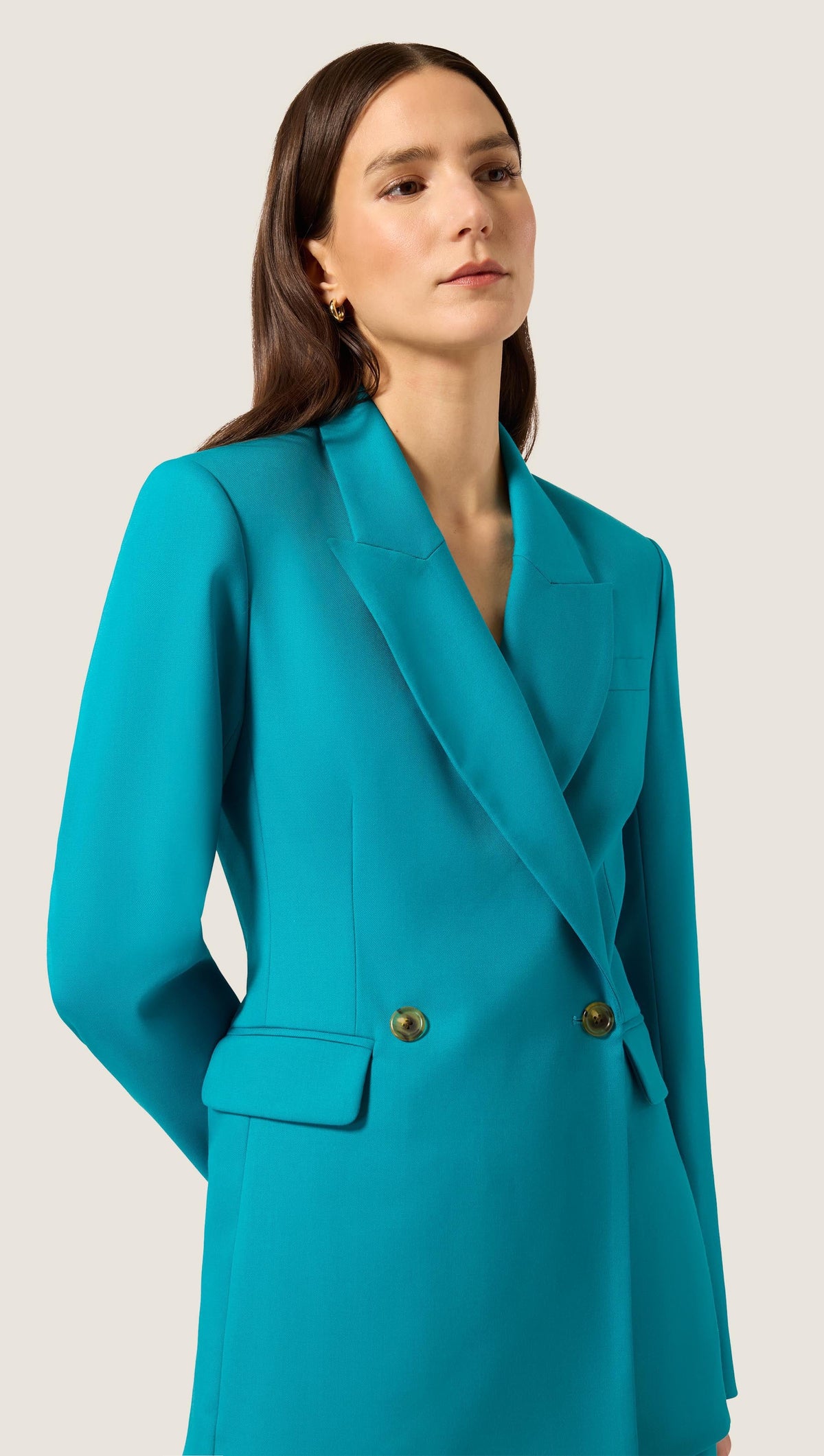 XAYWEAR Turquoise Tailored Blazer & Trousers Set - Electric Peacock