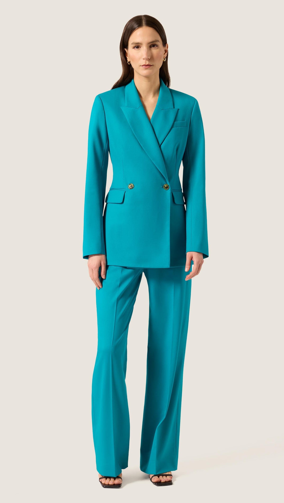 XAYWEAR Turquoise Tailored Blazer & Trousers Set - Electric Peacock