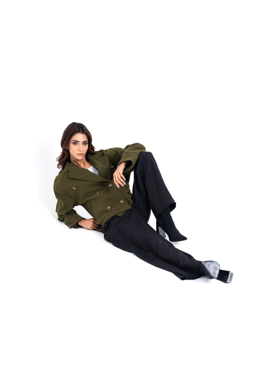XAYWEAR Double Breasted Wool Jacket - Olive Green