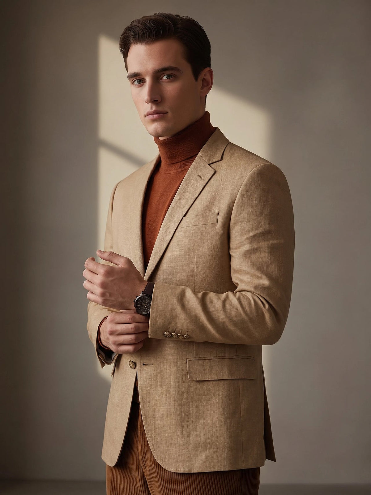 XAYWEAR Men's Camel Textured Blazer