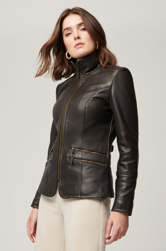 XAYWEAR Brown Zip-Up Jacket Women Stylish Leather Design - XAYWEAR