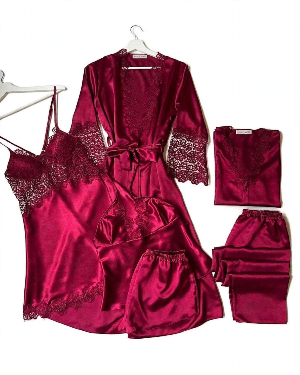 XAYWEAR Women's Red 6 Pieces Night Dress Set