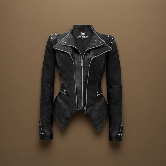 XAYWEAR Asymmetrical Zip Faux Leather Jacket For Women - XAYWEAR