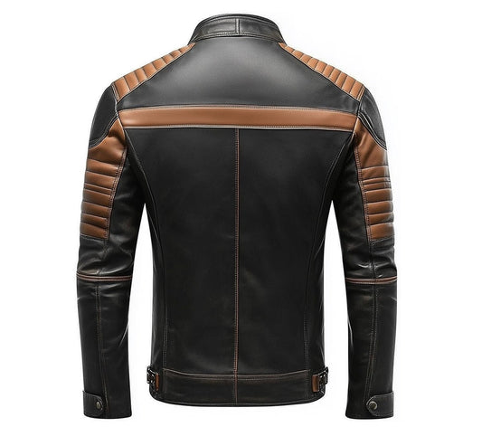 XAYWEAR Black Brown Contrast Jacket for Bikers
