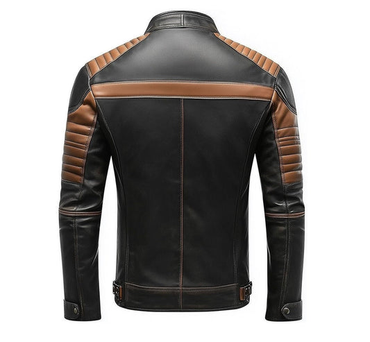 XAYWEAR Black Brown Contrast Jacket for Bikers
