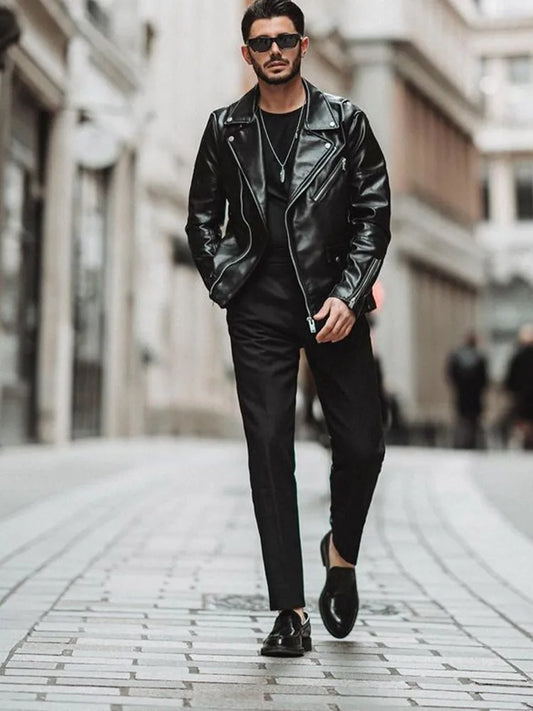 XAYWEAR Stylish Leather Biker Jacket for Men
