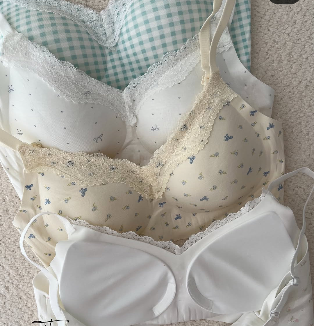Pack of 3 Summer French Floral bra - 30 / Pink|Black|Pink