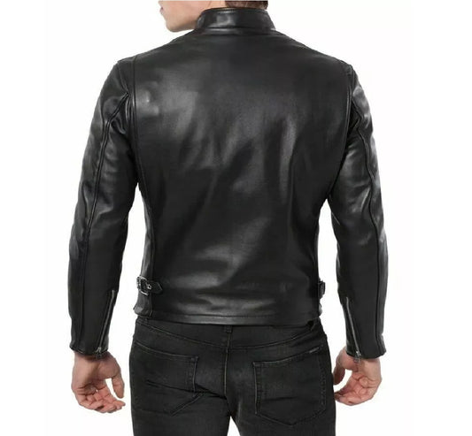 XAYWEAR Black Leather Biker Jacket Men's Fashion