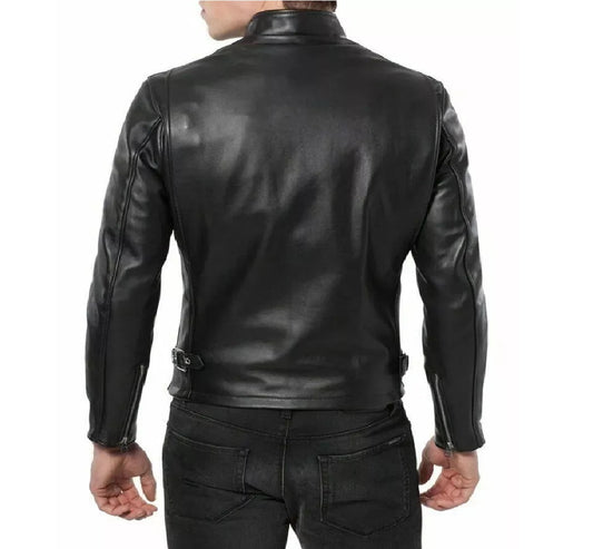 XAYWEAR Black Leather Biker Jacket Men's Fashion