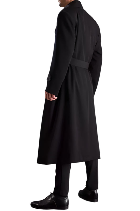 XAYWEAR Premium Men's Black Double Breasted Trench Coat