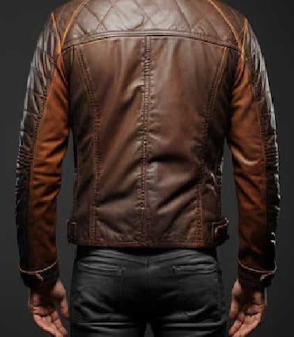 XAYWEAR Two-Tone Leather Jacket for Men - Stylish Biker Look