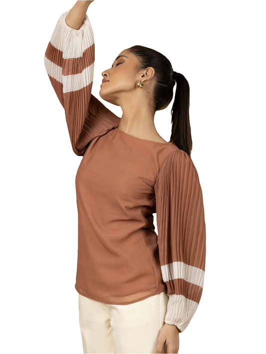 XAYWEAR Women's Contrast Sleeve Top - Stylish Blouse