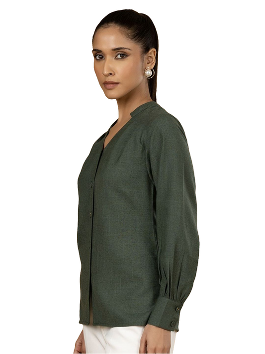 XAYWEAR Green Button-Down Shirt for Women - Stylish Top