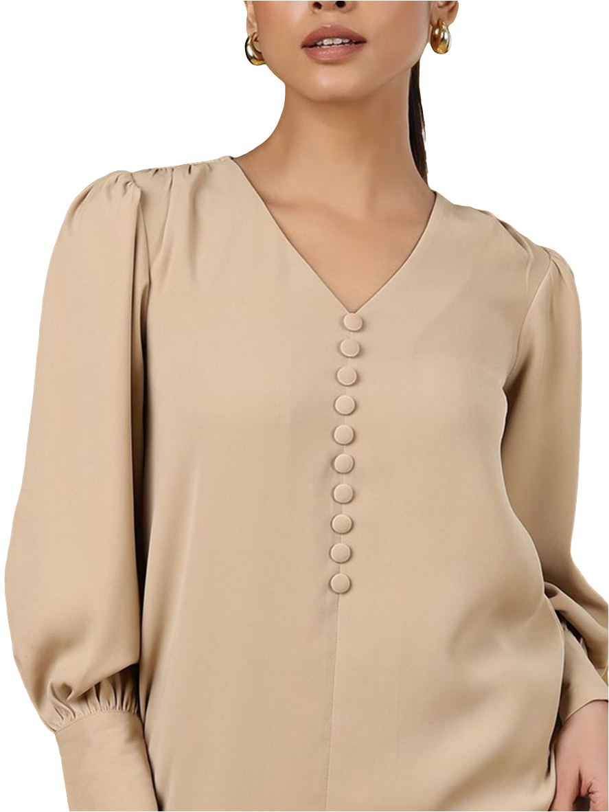 XAYWEAR V-Neck Puff Sleeve Top for Elegant Style