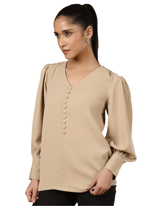XAYWEAR V-Neck Puff Sleeve Top for Elegant Style