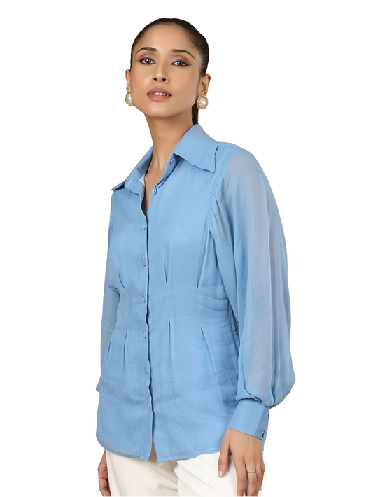 XAYWEAR Women's Office Blouse in Elegant Blue