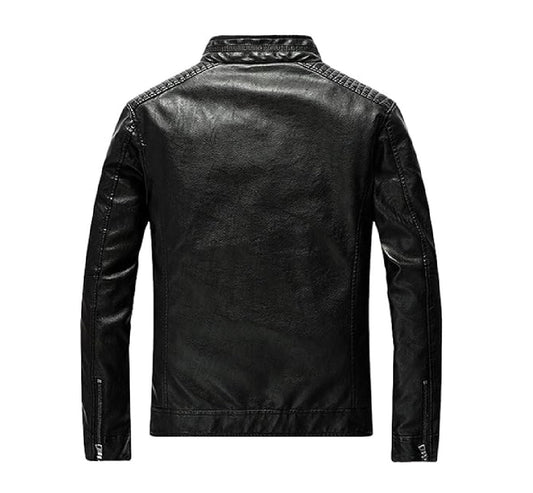 XAYWEAR black bomber jacket for men with stitched detailing and zippered cuffs back view