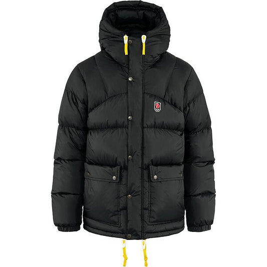 XAYWEAR black puffer jacket with hood and yellow zipper pulls for winter warmth