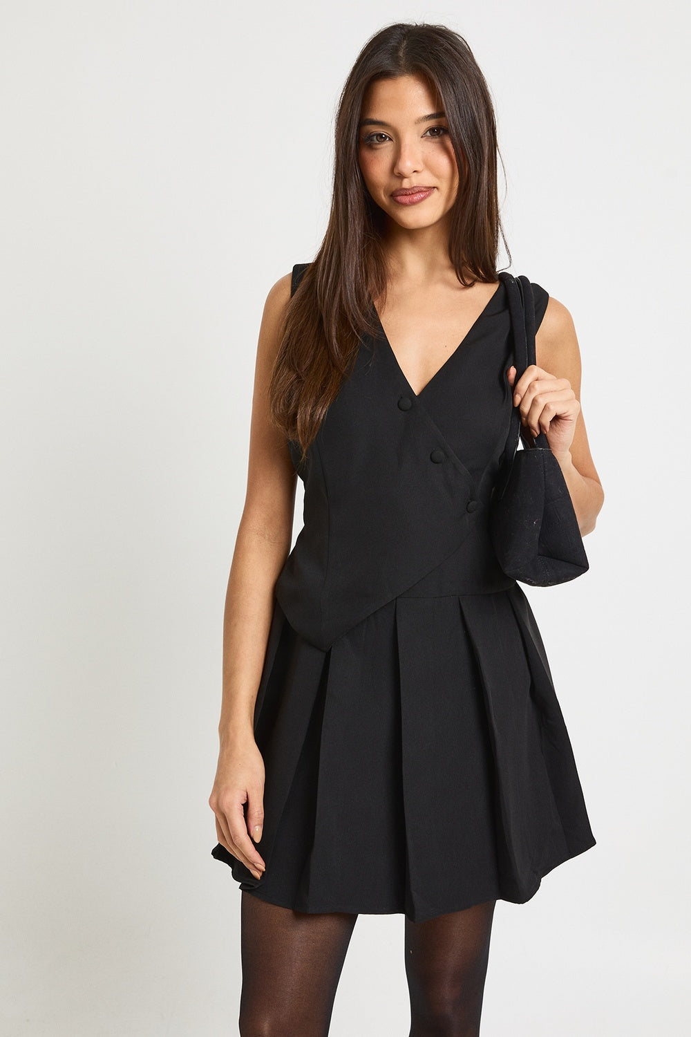 XAYWEAR Waistcoat Pleated Skirt Playsuit