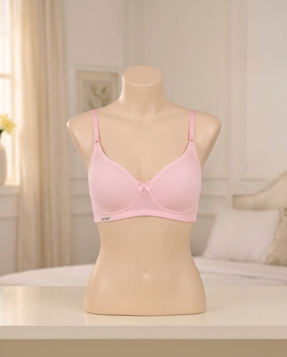 XAYWEAR Breathable Air-Hole Mesh Textured Soft Padded Bra