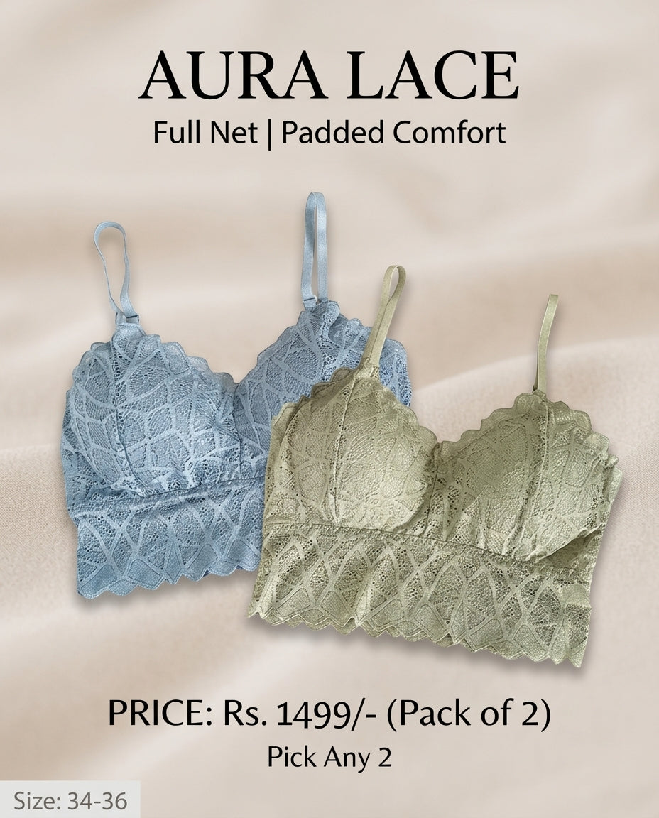 XAYWEAR The Sage Whisper Lace Bralette For Women - PACK OF 2