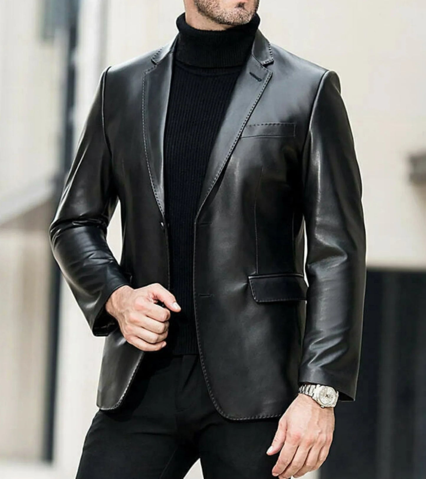 Stylish Joker style leather blazer by XAYWEAR for a sophisticated modern look