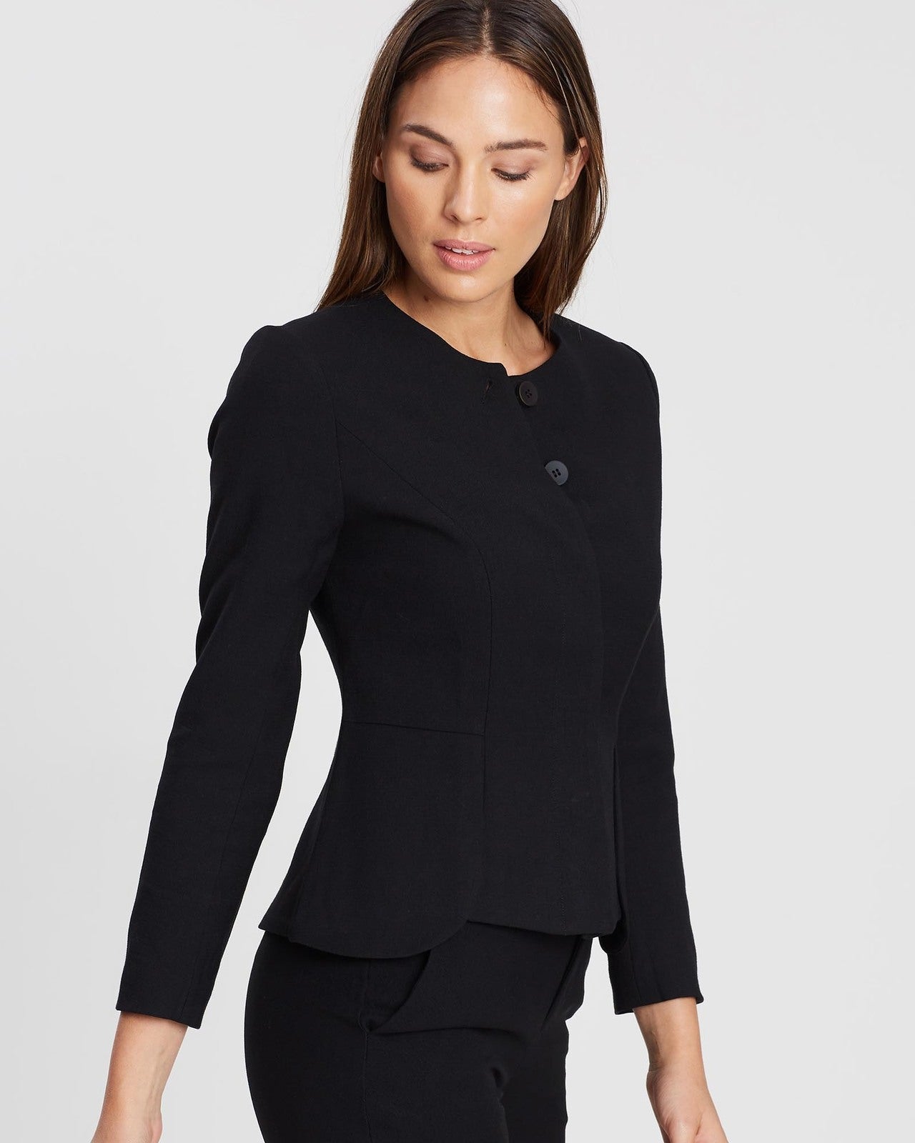 XAYWEAR Black Button-Front Blazer for Stylish Elegance - XAYWEAR