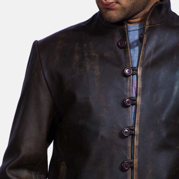 XAYWEAR High Quality Mandarin Leather Coat for Men