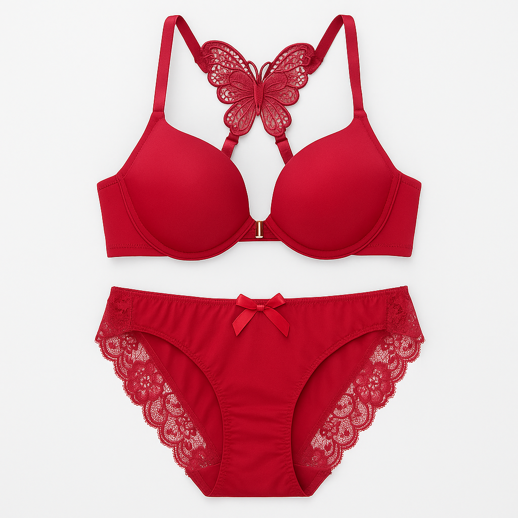 XAYWEAR Double Padded Butterfly Bra Panty Set