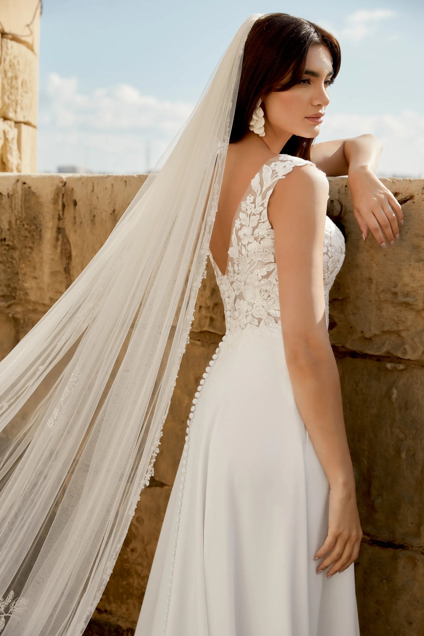 XAYWEAR Premium Lace Bodice Chiffon Wedding Dress Elegance - XAYWEAR