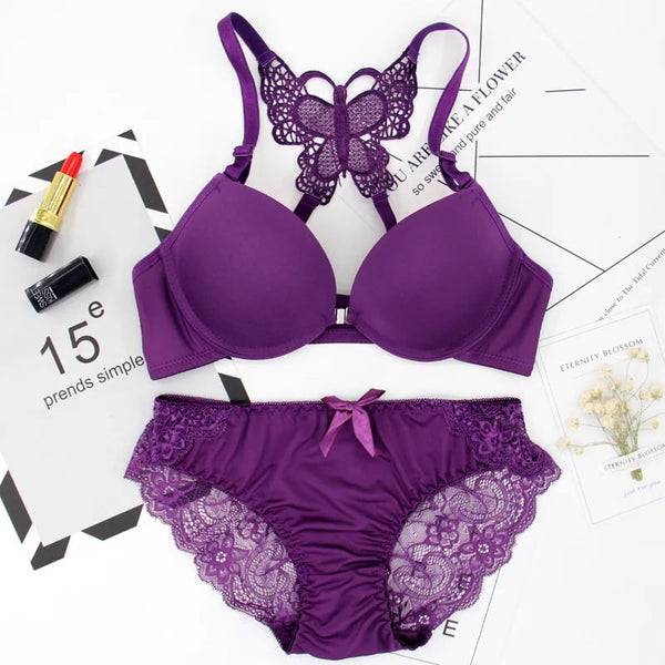 XAYWEAR Double Padded Butterfly Bra Panty Set