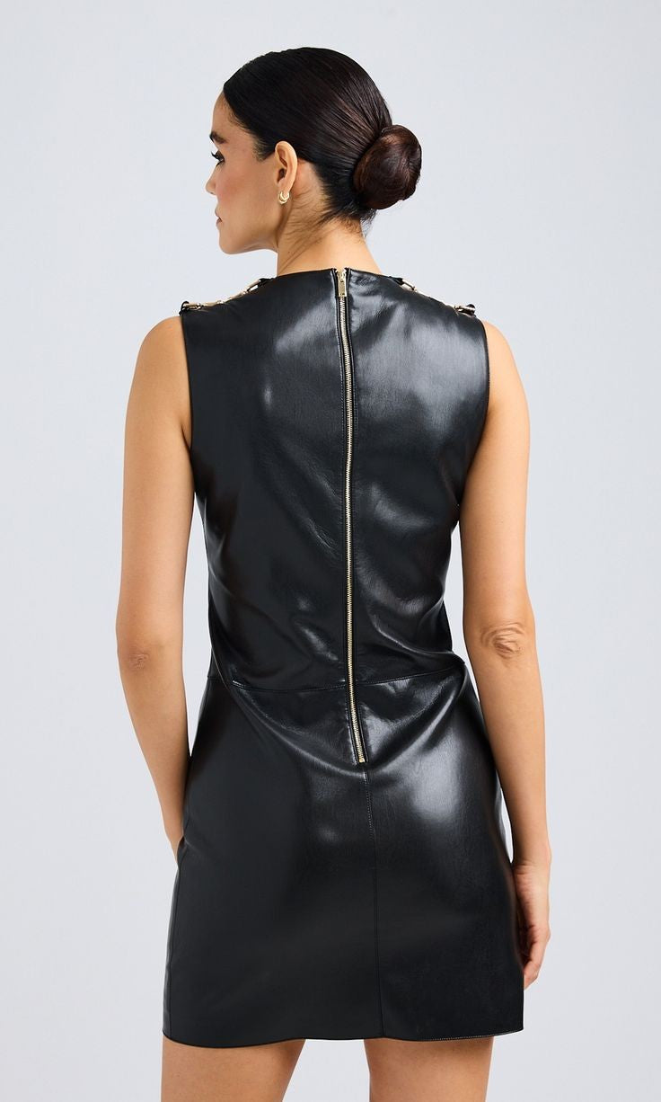 XAYWEAR Bold Leather Mini Dress for Chic Style