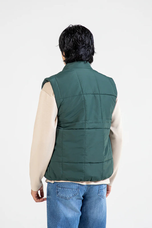Men's sleeveless puffer jacket in green from XAYWEAR, perfect for layering in cool weather