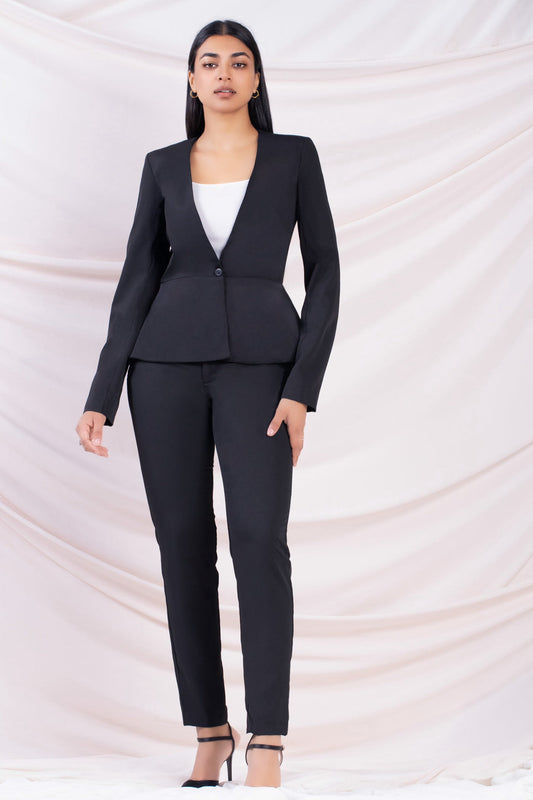 XAYWEAR black formal suit for women with fitted blazer and matching pants