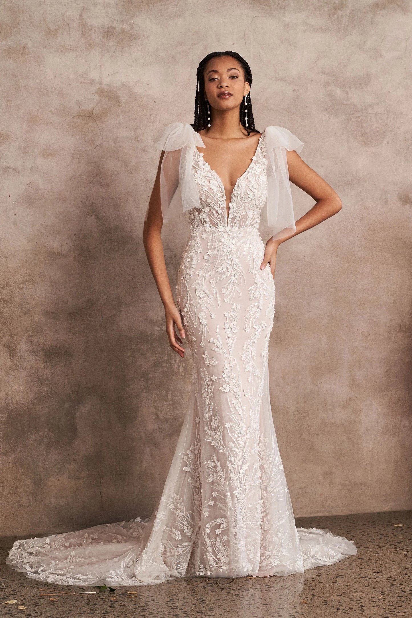 XAYWEAR elegant wedding white dress gown with lace details and sheer shoulder accents
