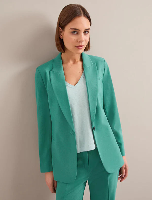 XAYWEAR teal blazer for women formal wear with tailored fit and single button closure