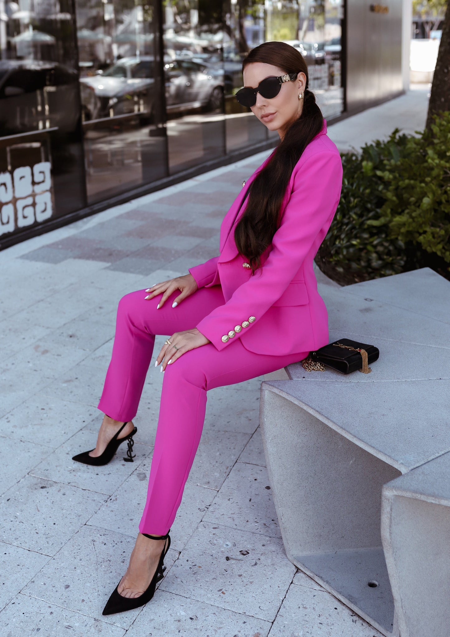 XAYWEAR bright pink suit for women formal wear with tailored blazer and slim pants