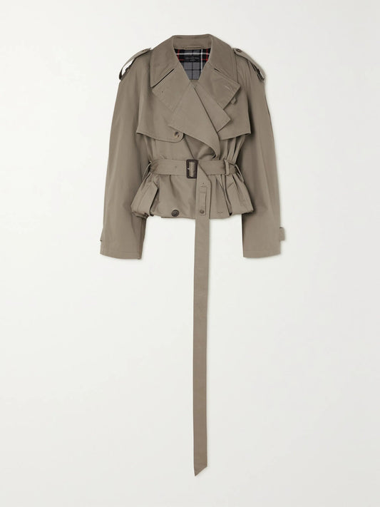 XAYWEAR stylish women trench coat in beige with belted waist and double-breasted buttons
