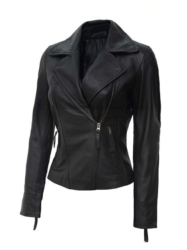 XAYWEAR black biker jacket for women with front zipper and fitted design women burgundy leather jacket