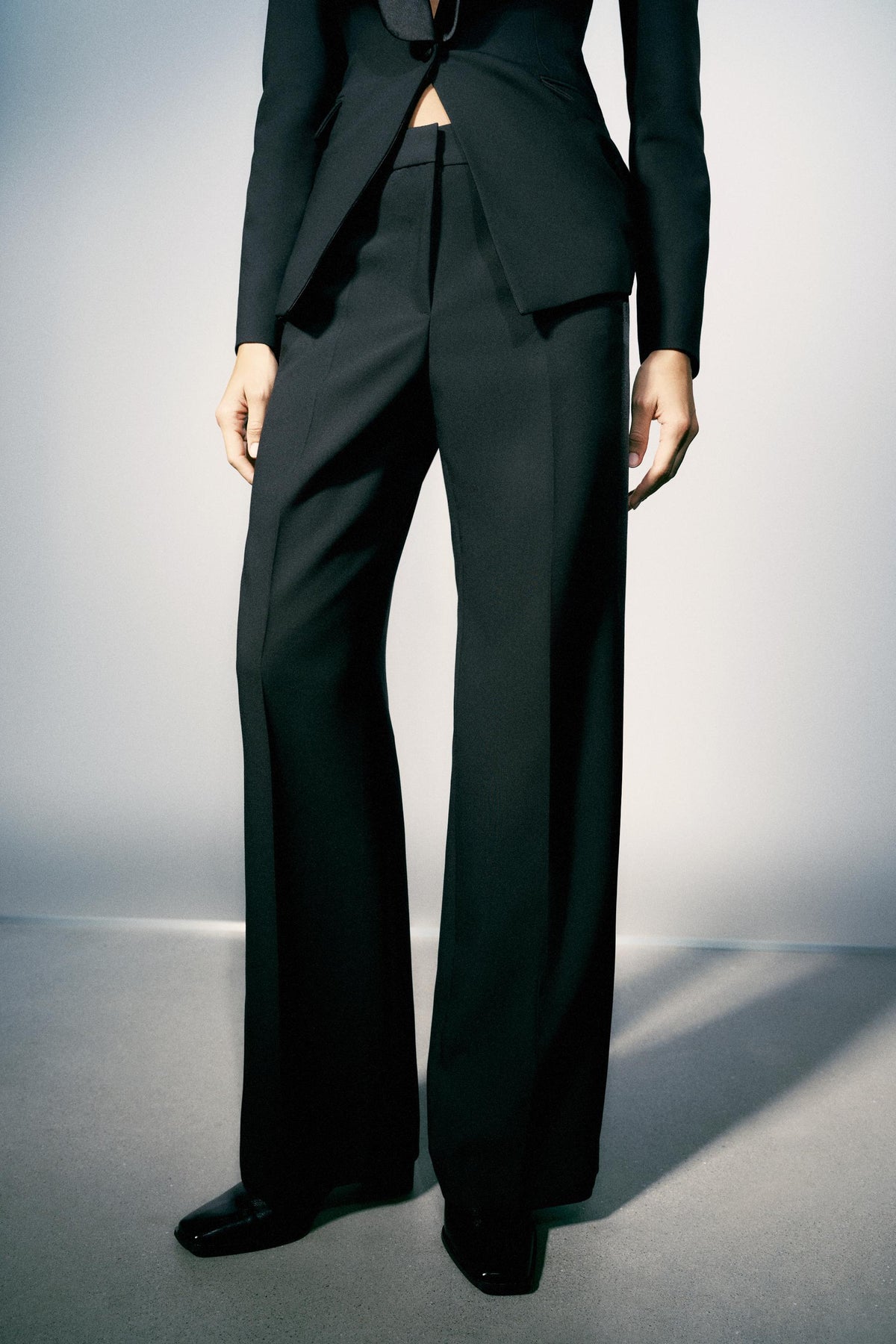 Satin Side Stripe Trousers - Black