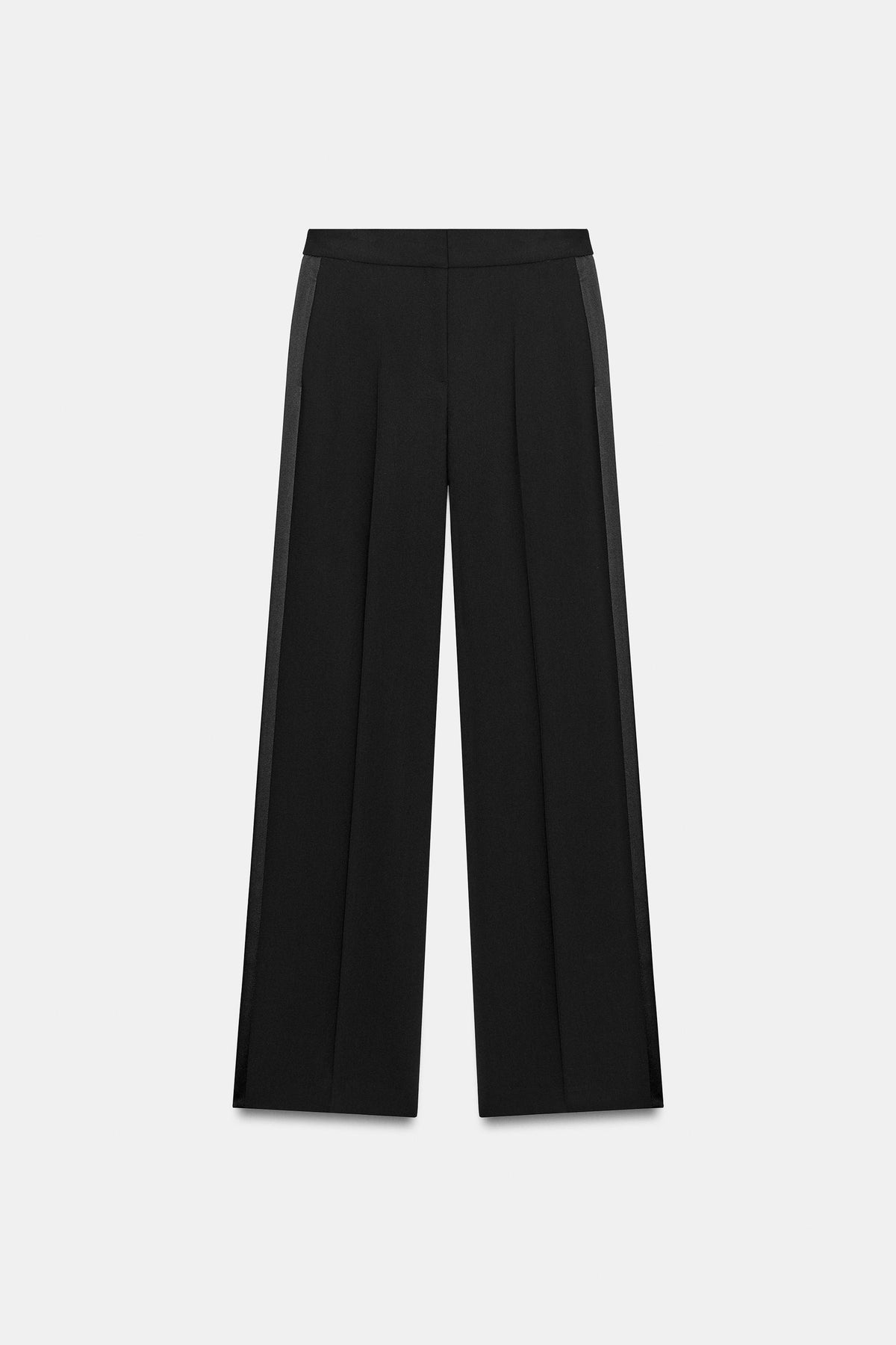 Satin Side Stripe Trousers - Black