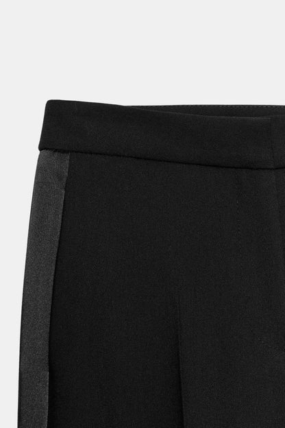 Satin Side Stripe Trousers - Black