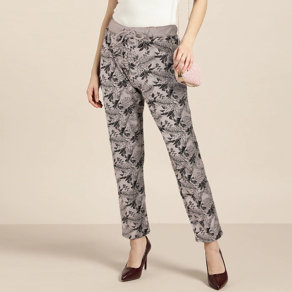 XAYWEAR Women's Dusty Mauve Floral Printed Trouser