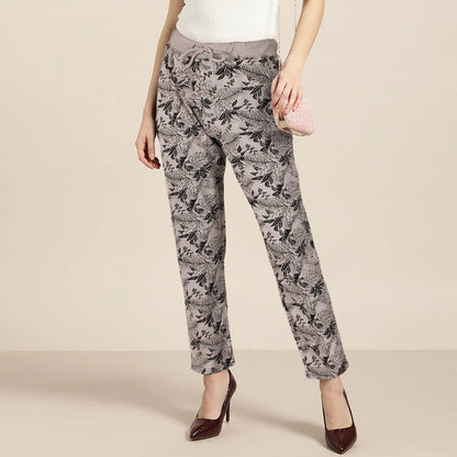XAYWEAR Women's Dusty Mauve Floral Printed Trouser