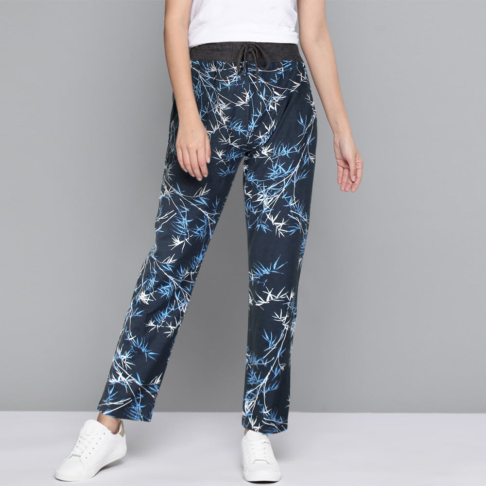 XAYWEAR Navy Floral Printed Trouser For Women