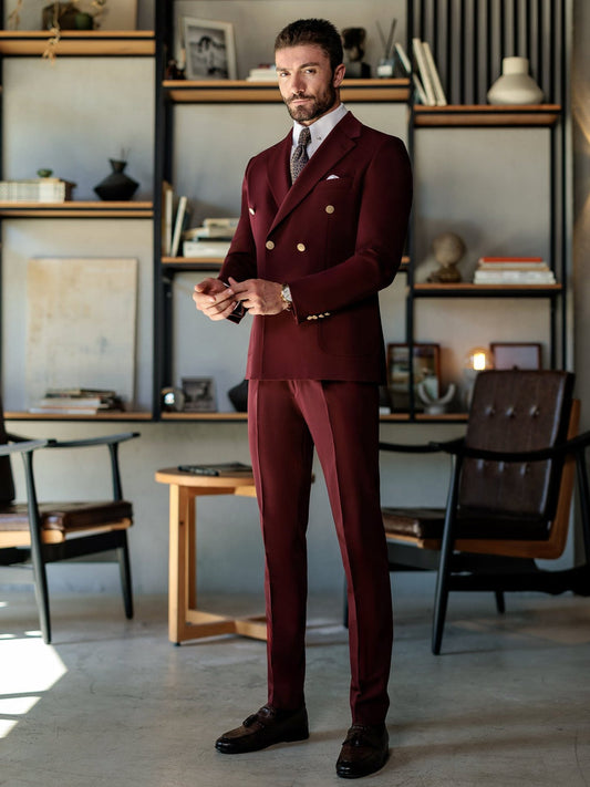 XAYWEAR Bordeaux Double Breasted Suit 2-Piece